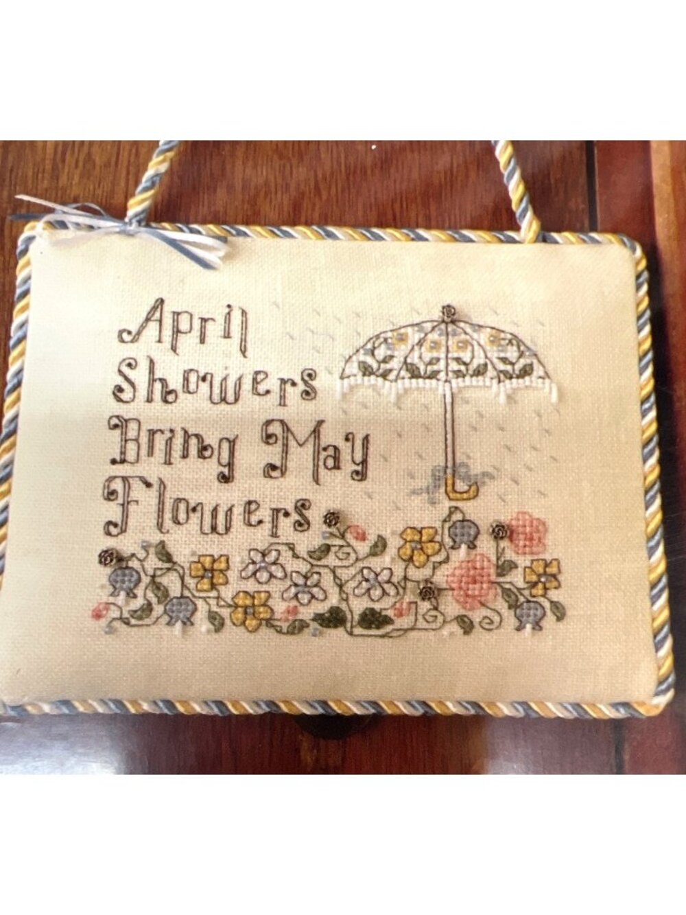 April Showers Cross-Stitch Pattern The Sweetheart Tree Knob Knocker With Beads